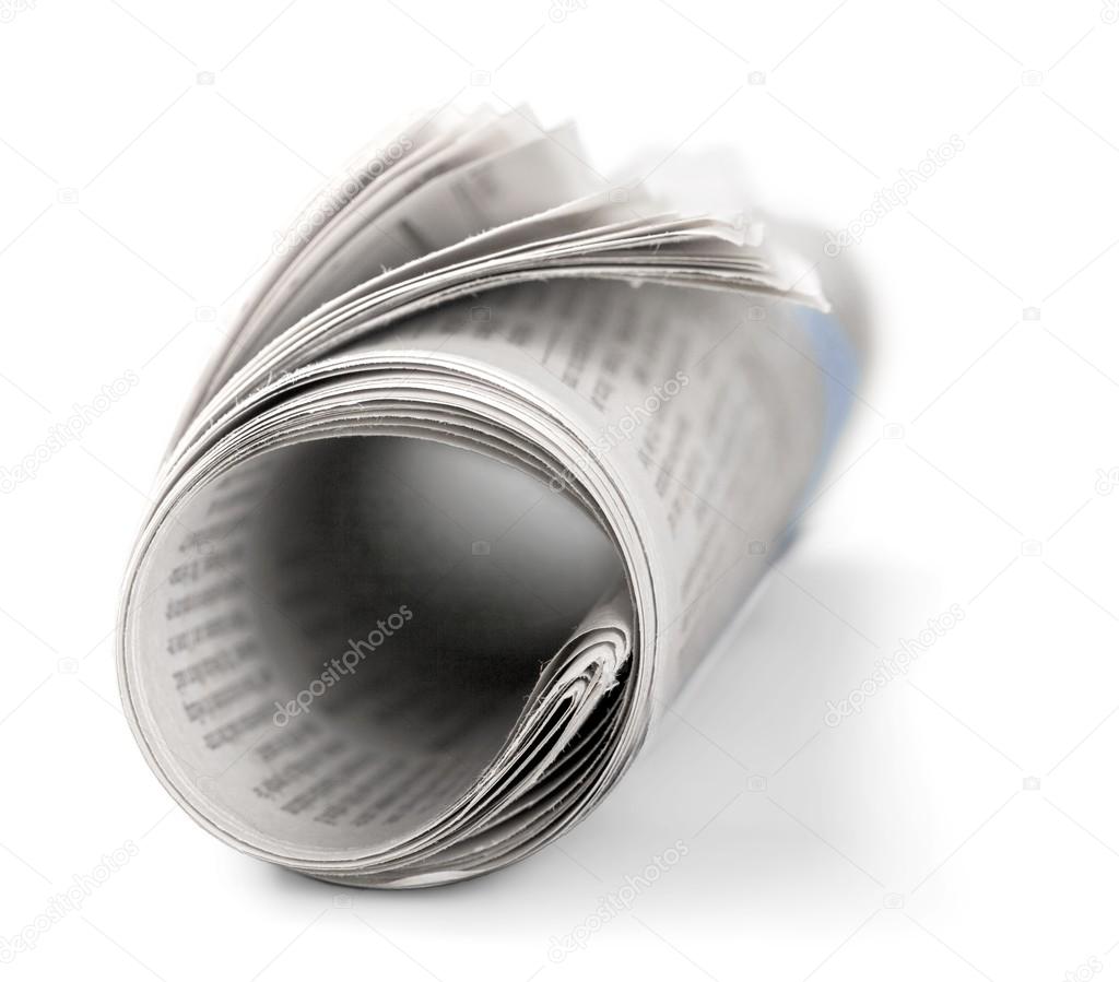 Roll of newspapers, isolated