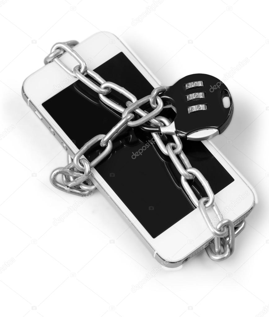 smartphone with combination lock padlock