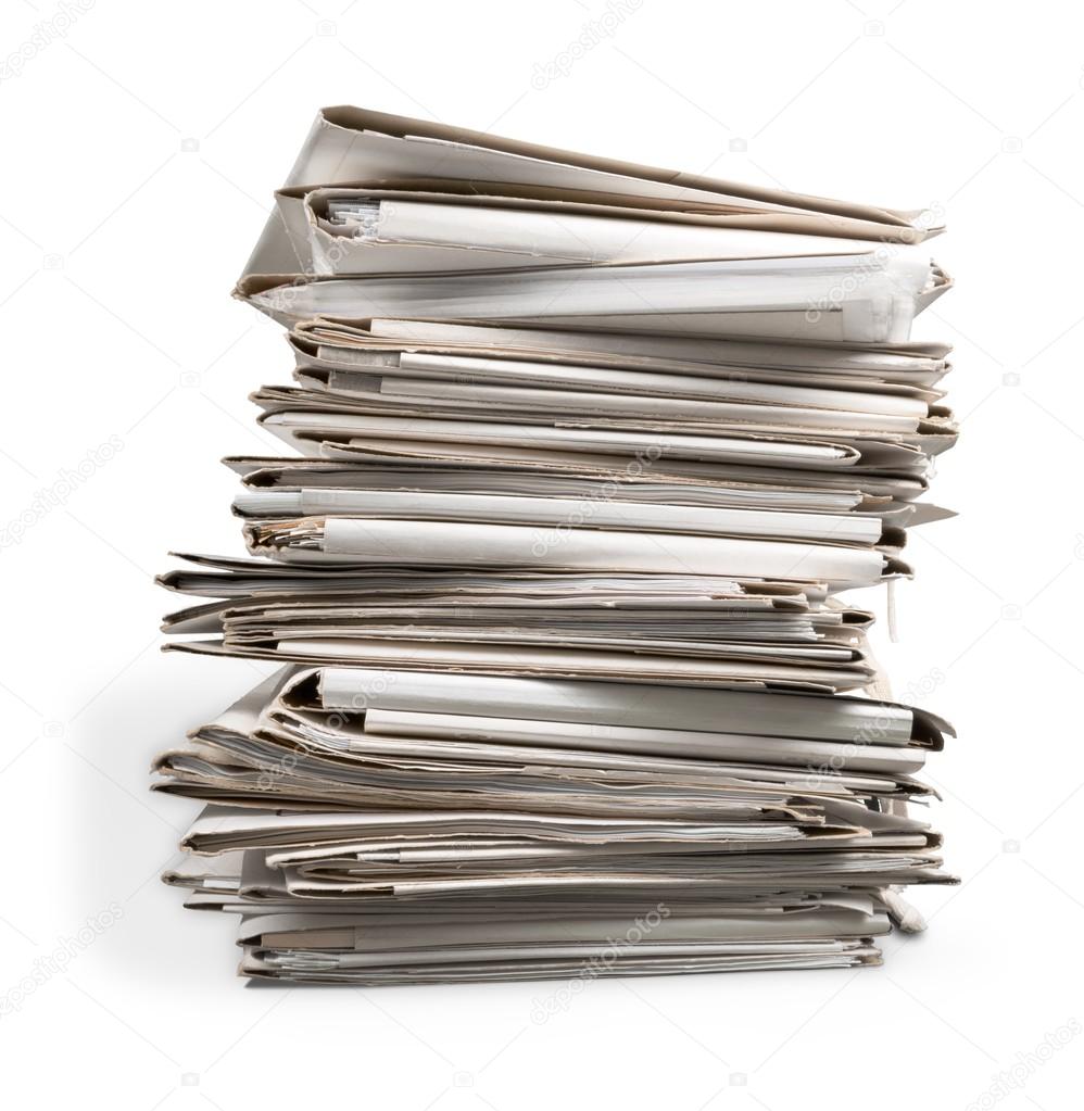 stack of papers isolated
