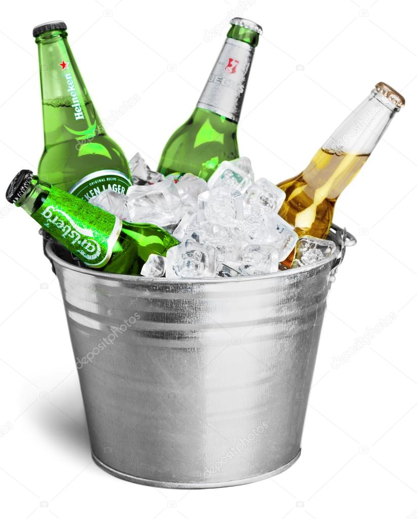KHERSON, UKRAINE - NOVEMBER 11, 2014: Heineken Beer on white background