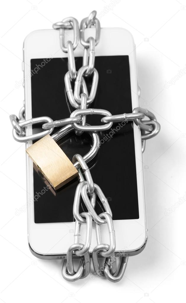 smartphone with combination lock padlock