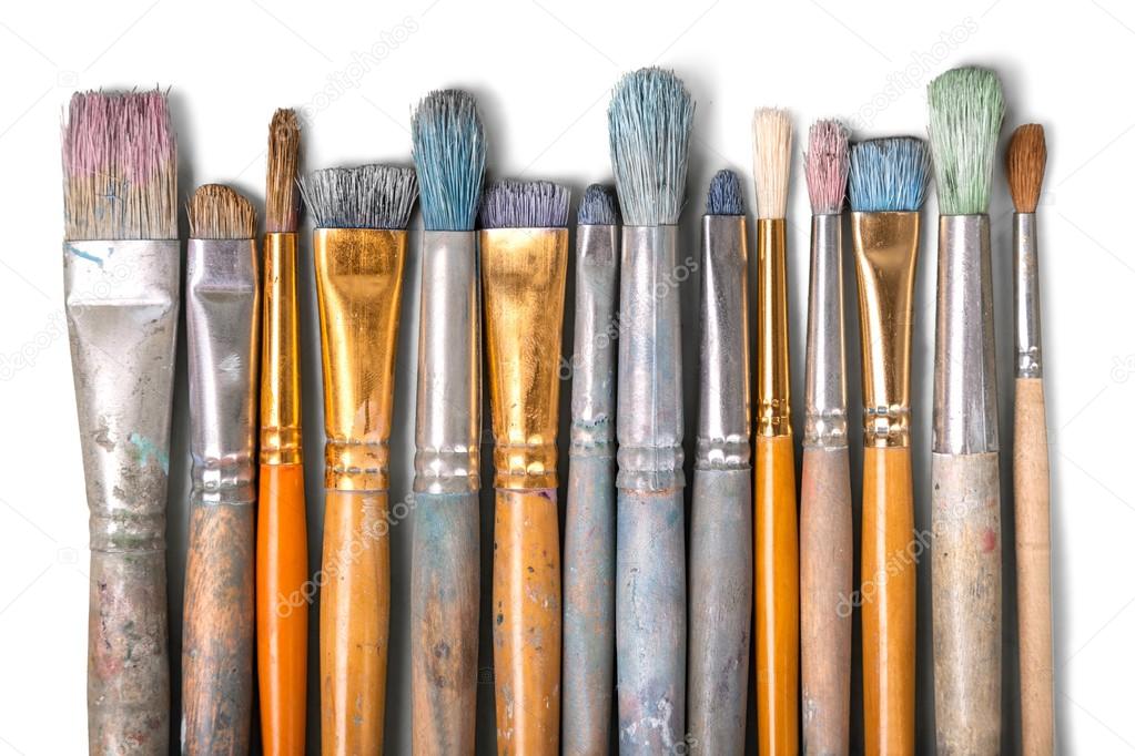 Row of artist paint brushes