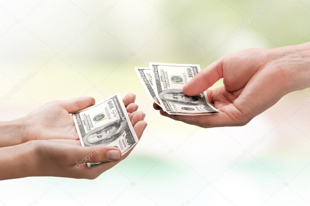 Dua tangan dengan dolar — Stok Foto © billiondigital 118568610