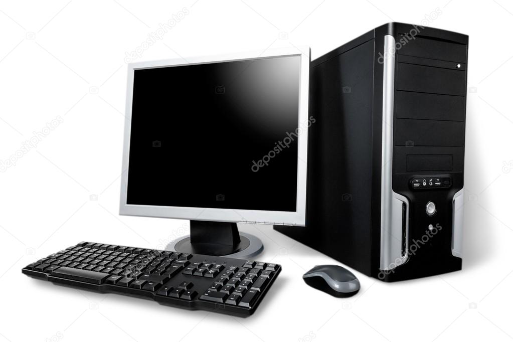 Desktop computer and keyboard