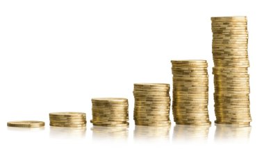 Altın madeni para yığınları 