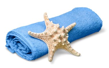 rulo havlu üzerinde yerleştirilen deniz yıldızı 