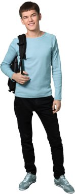 Sırt çantası ile genç erkek öğrenci