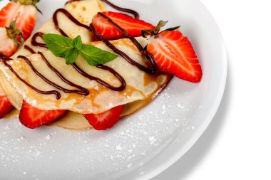 taze çilek ile Pancakes