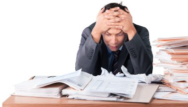 birçok iş kağıtları ile işadamı