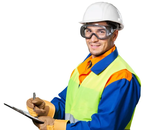 Young foreman with hard hat — Stock Photo, Image