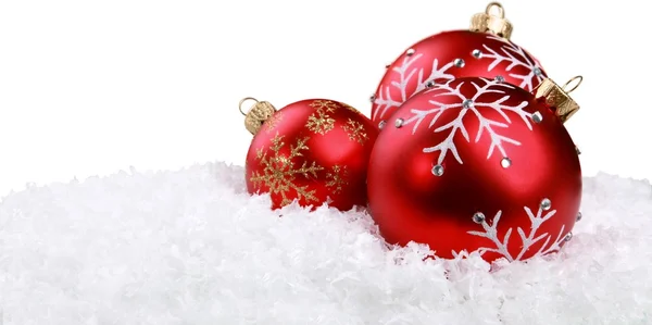 Vermelho brilhante bolas de Natal — Fotografia de Stock