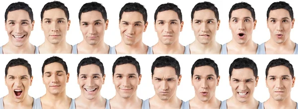 Expresiones faciales de hombre guapo — Foto de Stock