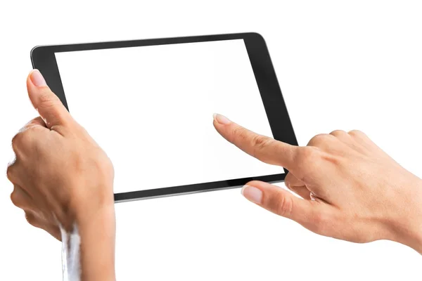 Lidské ruce digitální tabletu — Stock fotografie
