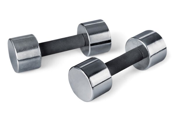 Modern dumbbells  from bright steel
