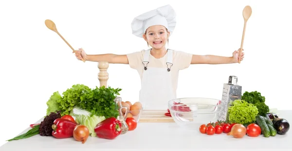 Petite fille préparant des aliments sains — Photo