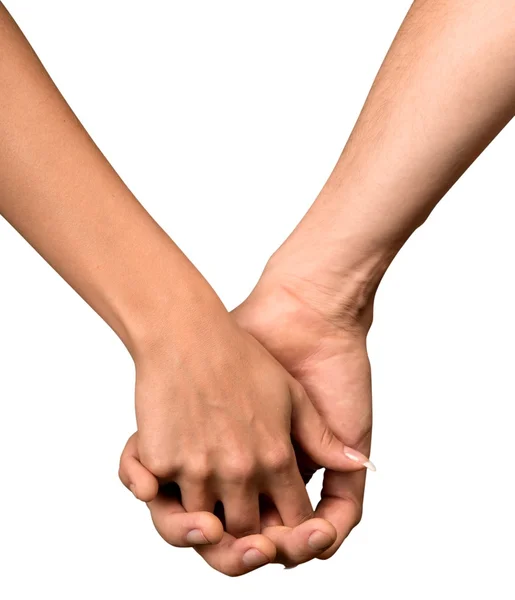 Hands of man and woman holding together — Stock Photo, Image