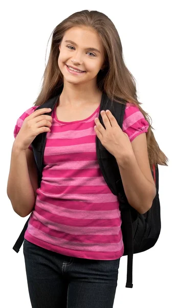 Genç öğrenci kız sırt çantası ile — Stok fotoğraf