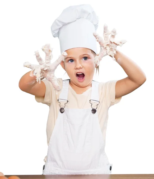 Bambina Cucinare con la farina — Foto Stock