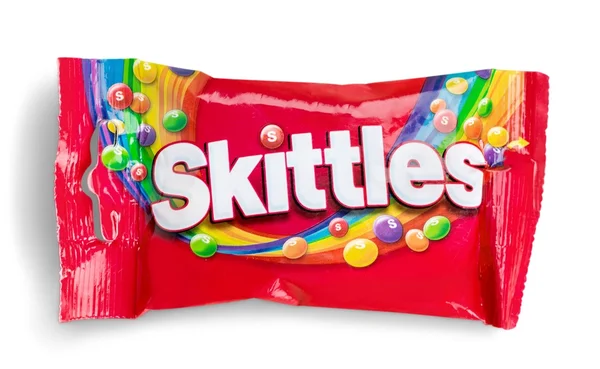 Fechar-se de balas de Skittles — Fotografia de Stock