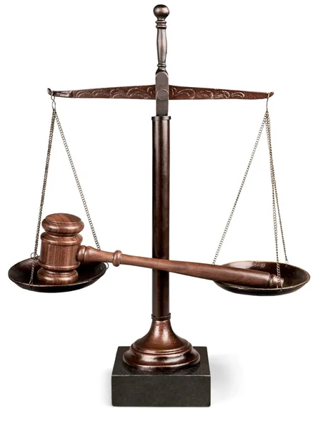 Justice Scales and wooden gavel — Stock Photo, Image