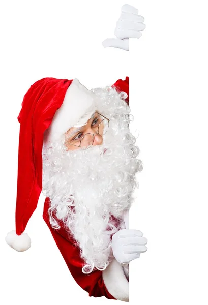 Porträtt av jultomten med plakat — Stockfoto