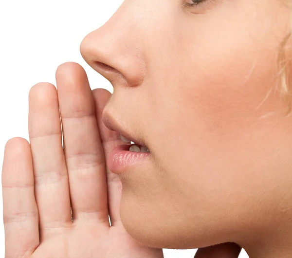 Woman whispers gossip. Stock Picture