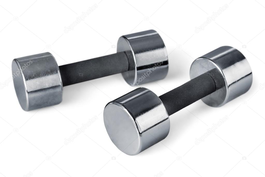 Modern dumbbells  from bright steel