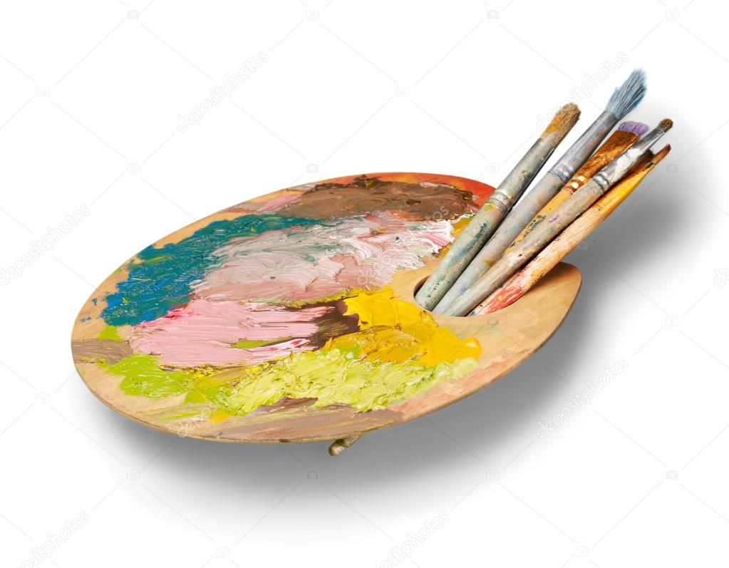 Artist palette, colors and brushes Stock Photo by ©billiondigital 118570824