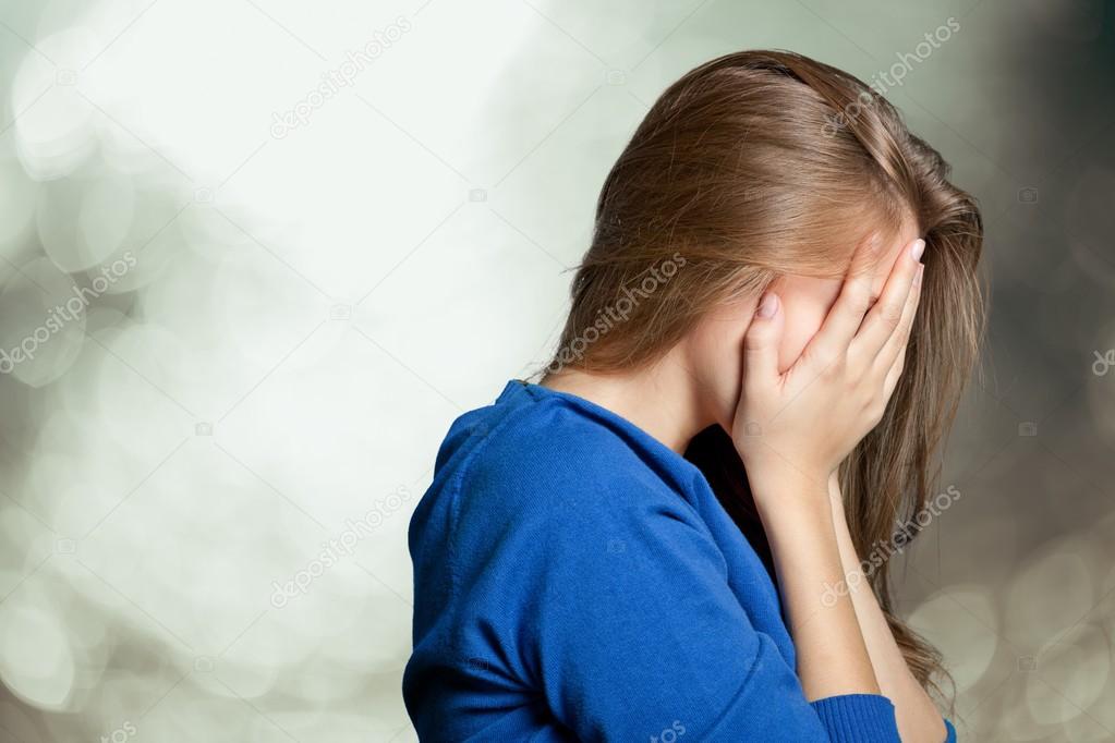young woman crying 