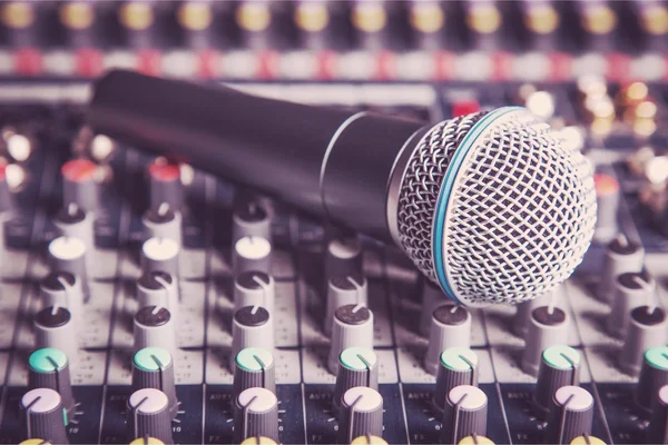 microphone and  digital studio mixer