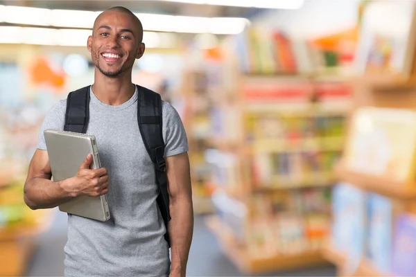 Studente maschio con zaino — Foto Stock