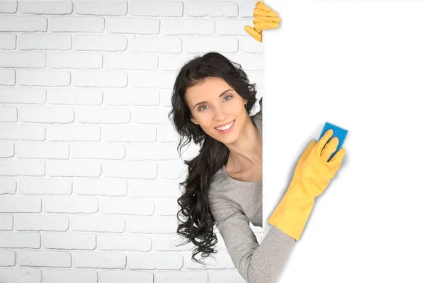 Tisztítás nő találat jel poszter — Stock Fotó