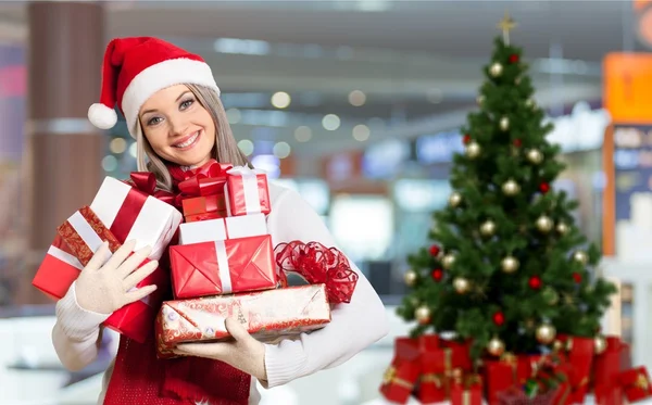 Beautiful  woman in Santa hat — Stock Photo, Image