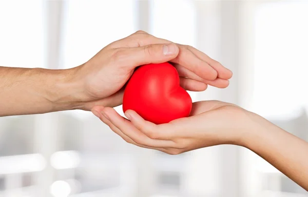 Red Heart in hands — Stock Photo, Image