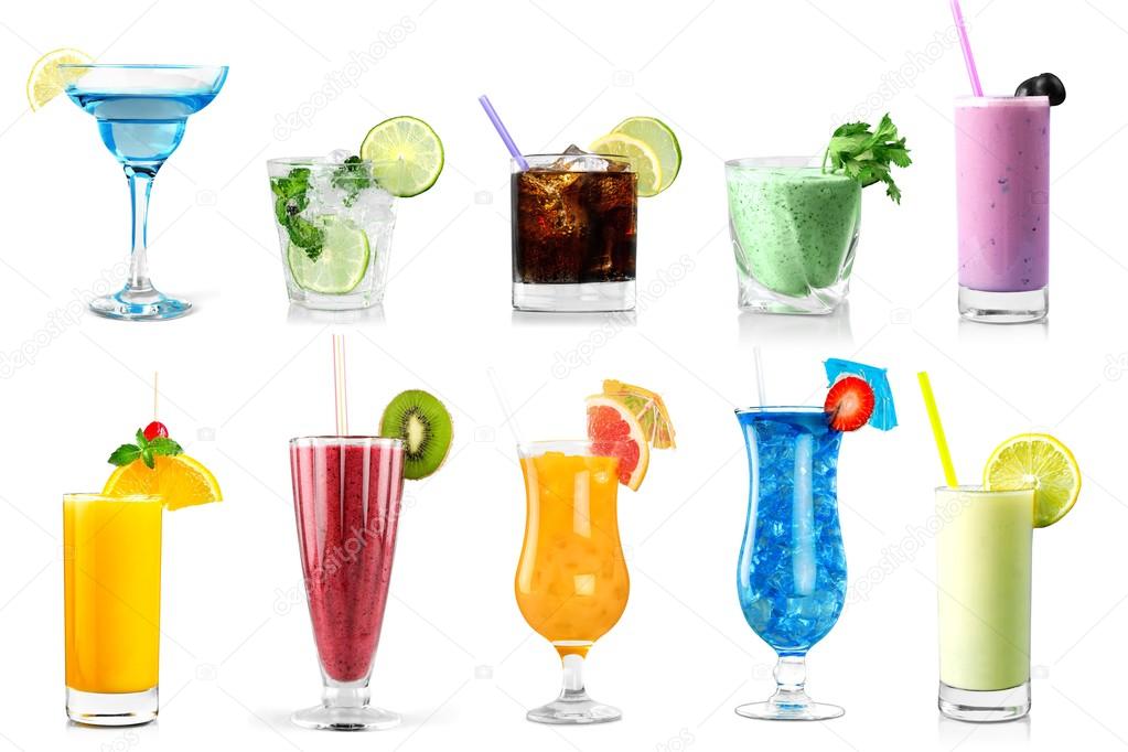 Set of classic alcohol cocktails 