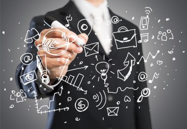 işadamı ve analytics sembolü