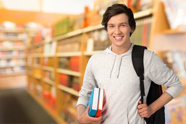 Mužský student s batohem — Stock fotografie