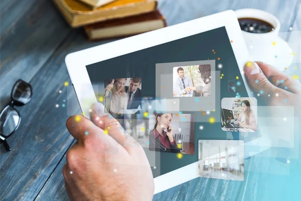 Man holding   digital tablet — Stock Photo, Image