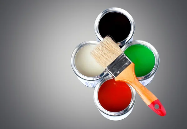 Paint brush with paints — Stock Photo, Image