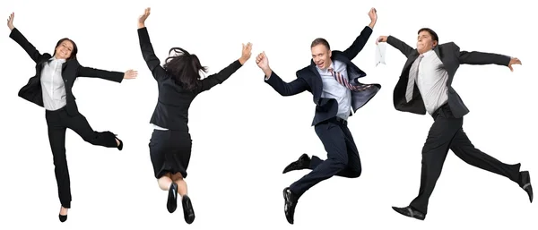 Attractive businesspeople jumping — Stock Photo, Image
