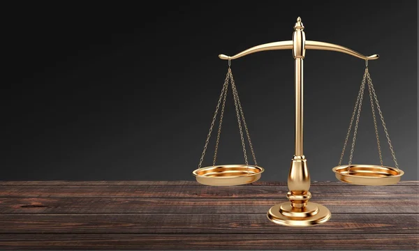 Law scales on table — Stock Photo, Image