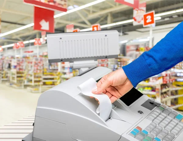 Caisse enregistreuse avec écran LCD — Photo