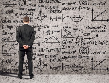 İş adamı çözme matematik problemi