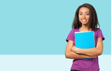 Afro American female student with book  clipart