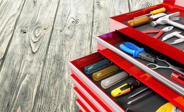 Set of tools in work boxes — Stock Photo, Image