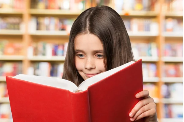 Маленькая студентка с книгой — стоковое фото
