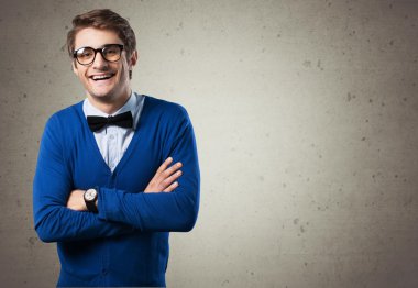 Young nerd man posing clipart