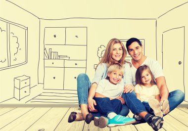 Güzel gülümseyen aile