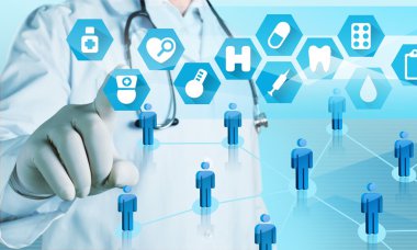 Tıbbi simge ve genç doktor 