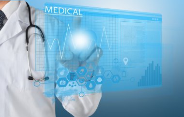 Tıbbi simge ve genç doktor 